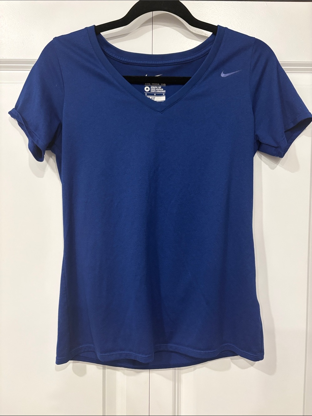 Nike Women's V-Neck Short Sleeve Tee - Blue Size M- The Nike Tee